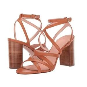 J. Crew Stella Leather Strappy Heeled‎ Sandal Brown Womens Size 11